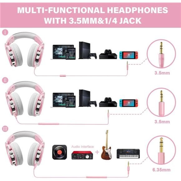 Over Ear Headphone, Wired Bass Headsets with 50mm Driver, Foldable Lightweight - Picture 3 of 6